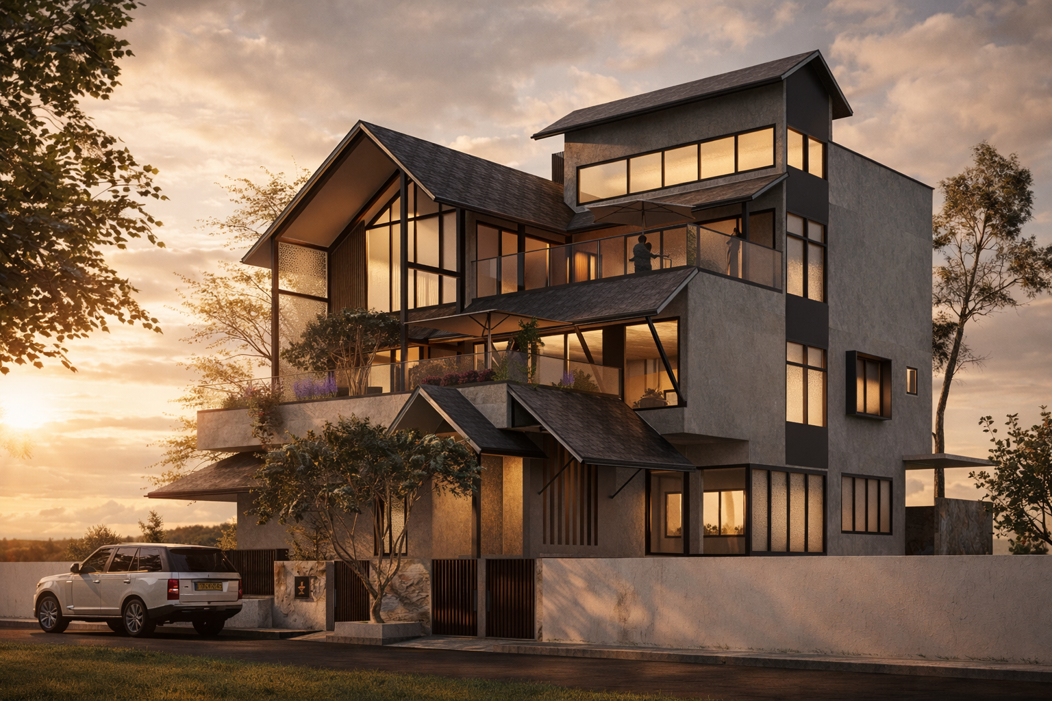 A Residential captured in golden hour light